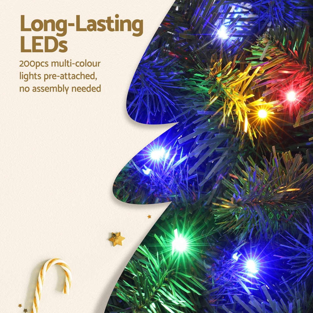 6ft 1.8m 200 LED 544 Tips Pre-lit Christmas Tree 8 Mode Multi Colour Light Xmas