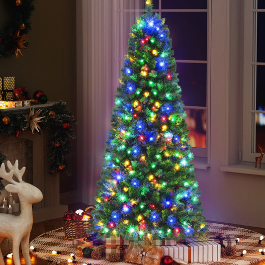 6ft 1.8m 200 LED 544 Tips Pre-lit Christmas Tree 8 Mode Multi Colour Light Xmas