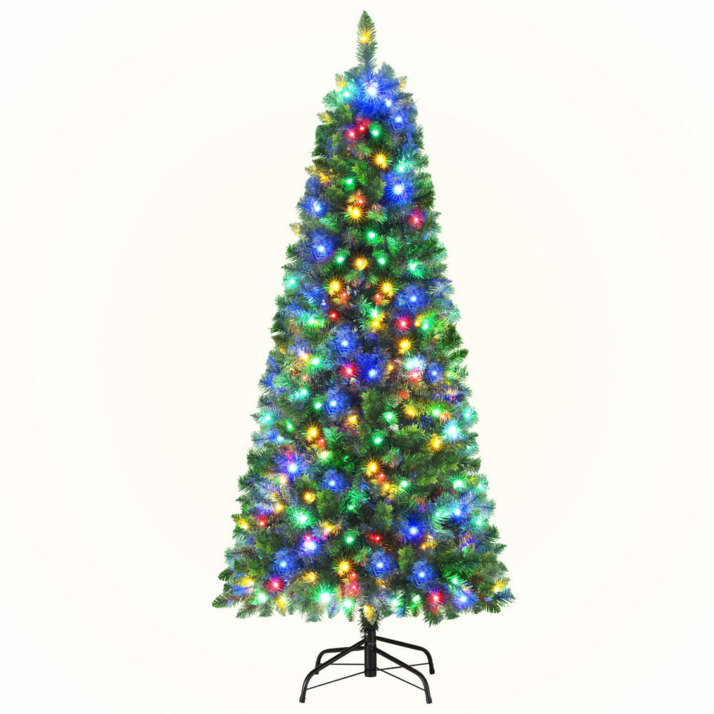 6ft 1.8m 200 LED 544 Tips Pre-lit Christmas Tree 8 Mode Multi Colour Light Xmas