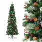 7ft 2.1m Artificial Slim Christmas Tree Pine Cone Berry Decor Corner