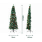7ft 2.1m Artificial Slim Christmas Tree Pine Cone Berry Decor Corner
