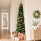 7ft 2.1m Artificial Slim Christmas Tree Pine Cone Berry Decor Corner