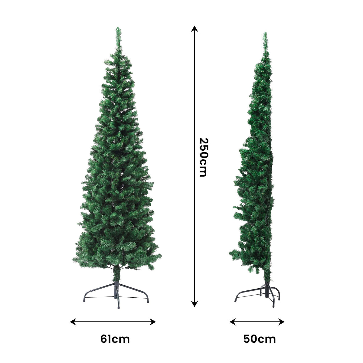 8ft 2.4m Pre-Lit Christmas Tree Slim Pencil Xmas Tree Corner Tree