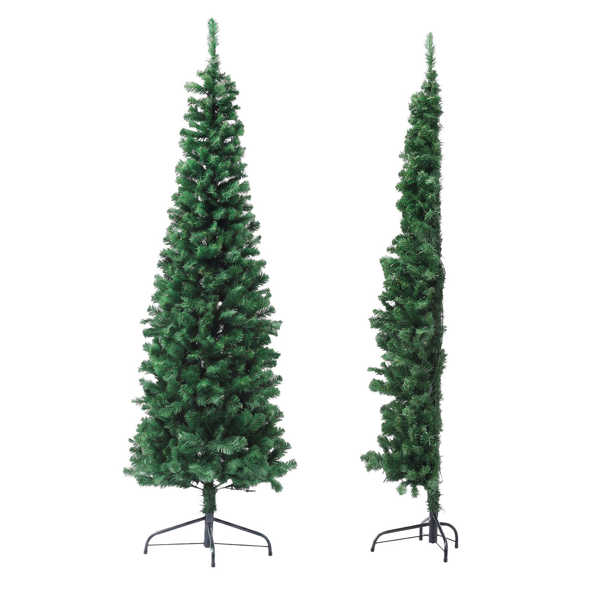 8ft 2.4m Pre-Lit Christmas Tree Slim Pencil Xmas Tree Corner Tree