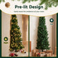 8ft 2.4m Pre-Lit Christmas Tree Slim Pencil Xmas Tree Corner Tree