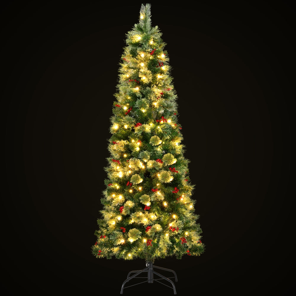 6ft 1.8m 200 LED 556 Tips Christmas Tree Xmas Tree Party Decorations Red Barries