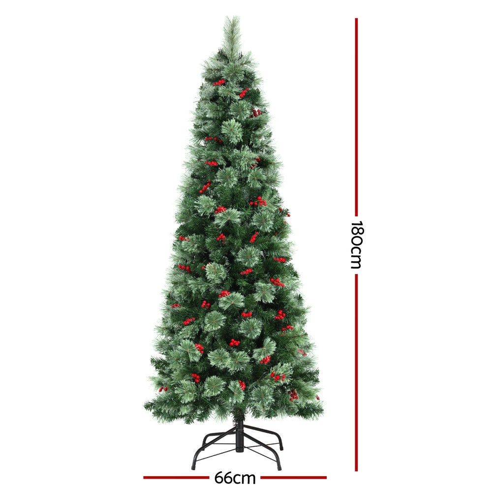 6ft 1.8m 200 LED 556 Tips Christmas Tree Xmas Tree Party Decorations Red Barries