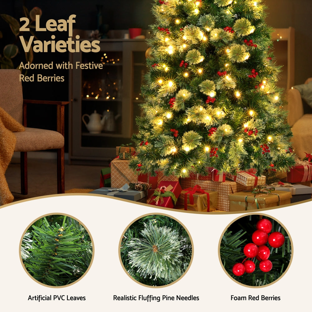 6ft 1.8m 200 LED 556 Tips Christmas Tree Xmas Tree Party Decorations Red Barries