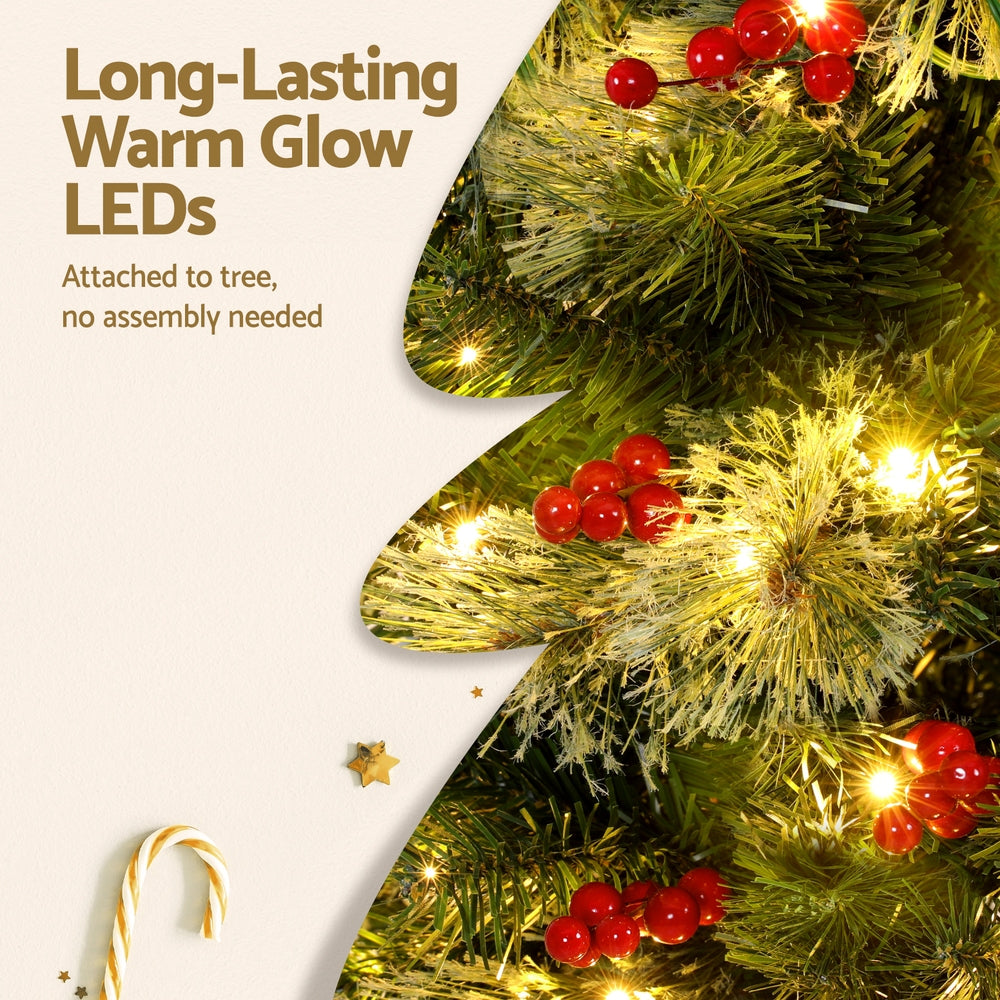 6ft 1.8m 200 LED 556 Tips Christmas Tree Xmas Tree Party Decorations Red Barries