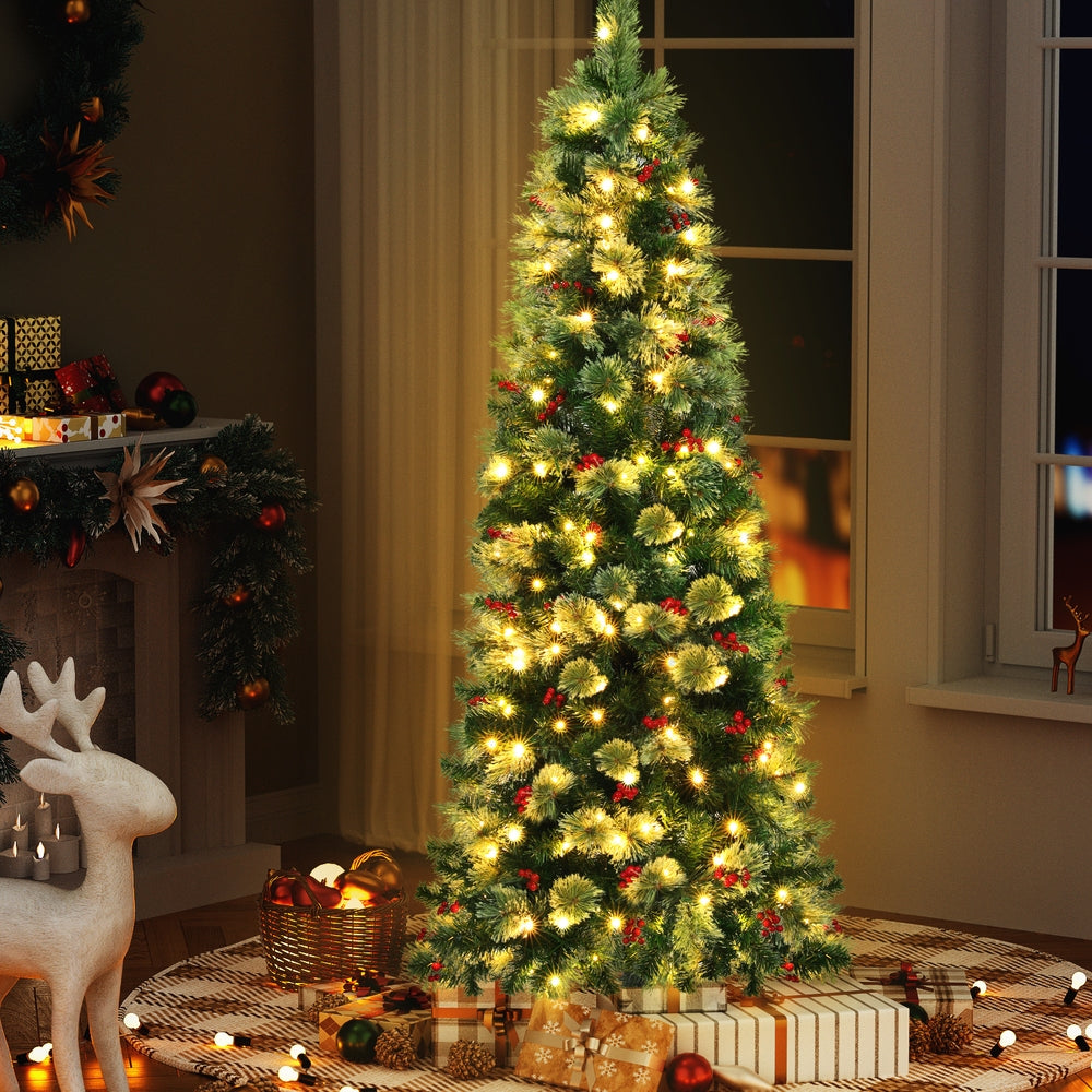 6ft 1.8m 200 LED 556 Tips Christmas Tree Xmas Tree Party Decorations Red Barries