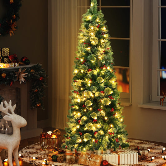 6ft 1.8m 200 LED 556 Tips Christmas Tree Xmas Tree Party Decorations Red Barries