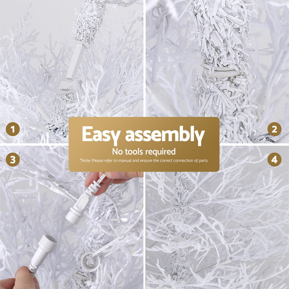6ft 1.8m 200 LED 622 Tips Christmas Tree 8 Modes Adjustable Multi Color Light Snowy