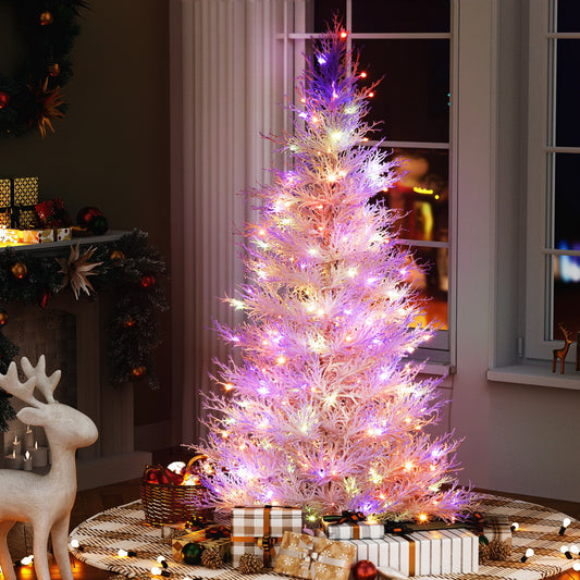 6ft 1.8m 200 LED 622 Tips Christmas Tree 8 Modes Adjustable Multi Color Light Snowy