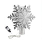 Christmas Tree Topper Lighted 360° Rotating Snowflake Projector Silver Glitter