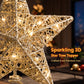 3D Christmas Tree Topper Star 20 Warm LED Lights Gold Glitter