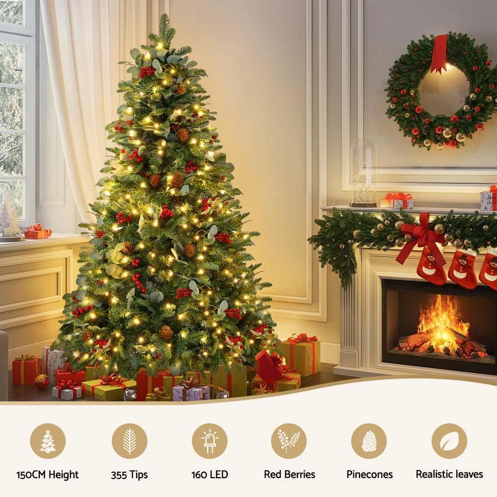 5ft 1.5m 160 LED 355 Tips Christmas Tree Xmas Tree Party Decorations