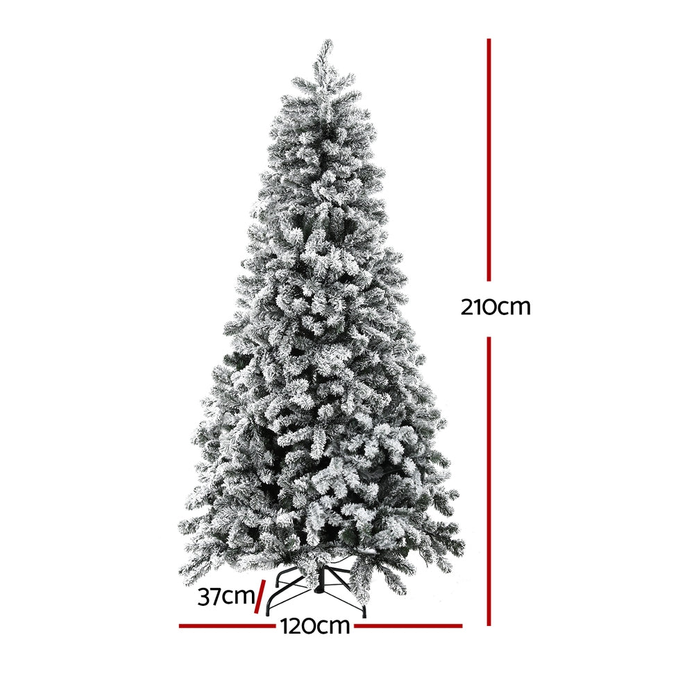 7ft 2.1m 1176 LED Christmas Tree Snow Flocked LED Xmas Decoration 8-Light Modes
