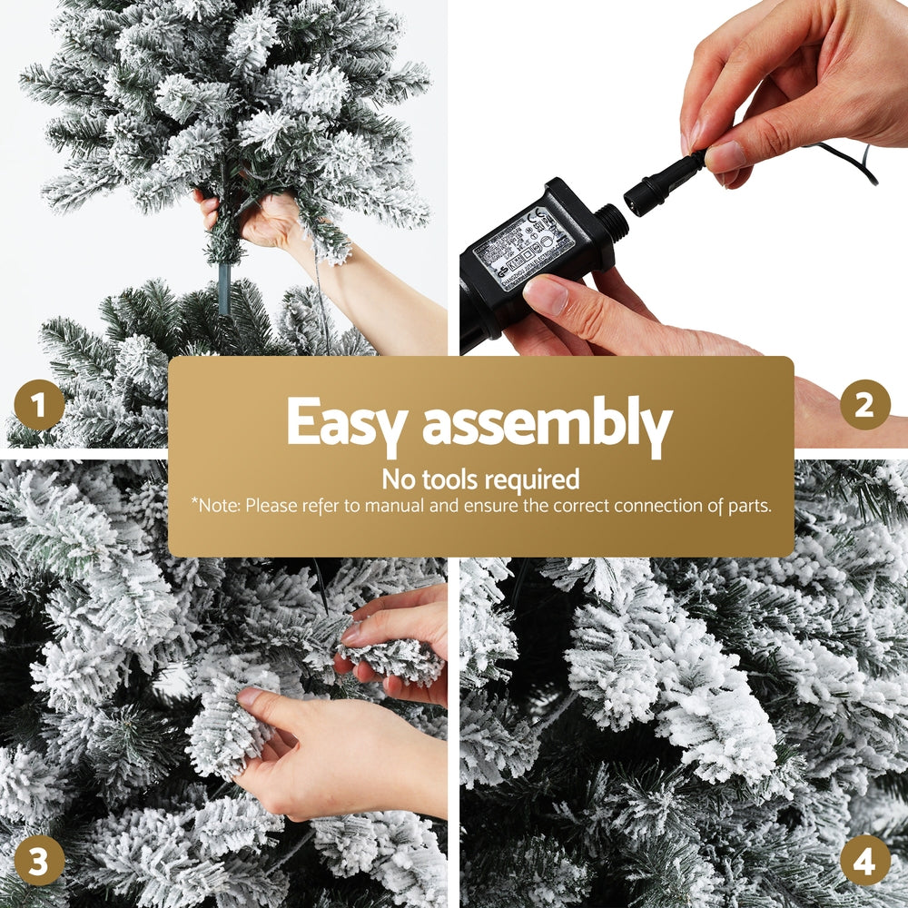 7ft 2.1m 1176 LED Christmas Tree Snow Flocked LED Xmas Decoration 8-Light Modes