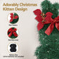 Cat Christmas Wreath Pre-lit 20 LED Xmas Decor Bow Flower 35x30cm