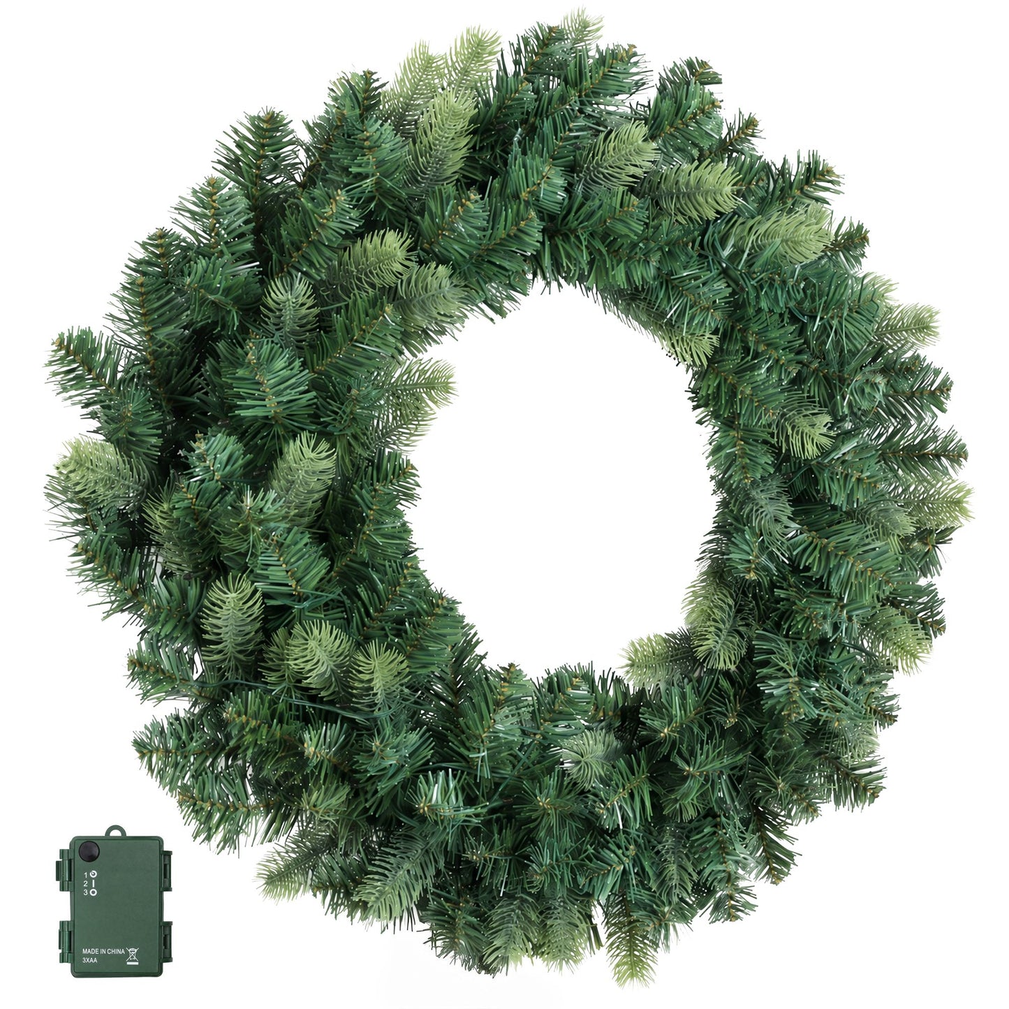 60cm Pre-Lit Christmas Wreath GarlandsWarm White LED Light Door Wreaths Battery Timer
