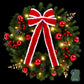 60cm Pre-lit Christmas Wreath Garlands LED Light Front Door Decor Bow