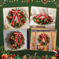 60cm Pre-lit Christmas Wreath Garlands LED Light Front Door Decor Bow