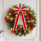 60cm Pre-lit Christmas Wreath Garlands LED Light Front Door Decor Bow