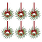 Set of 6 Christmas Wreath Garland 26cm Pre-lit Wreaths Red Berries Bow