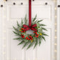 Set of 6 Christmas Wreath Garland 26cm Pre-lit Wreaths Red Berries Bow