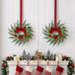 Set of 6 Christmas Wreath Garland 26cm Pre-lit Wreaths Red Berries Bow