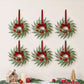 Set of 6 Christmas Wreath Garland 26cm Pre-lit Wreaths Red Berries Bow
