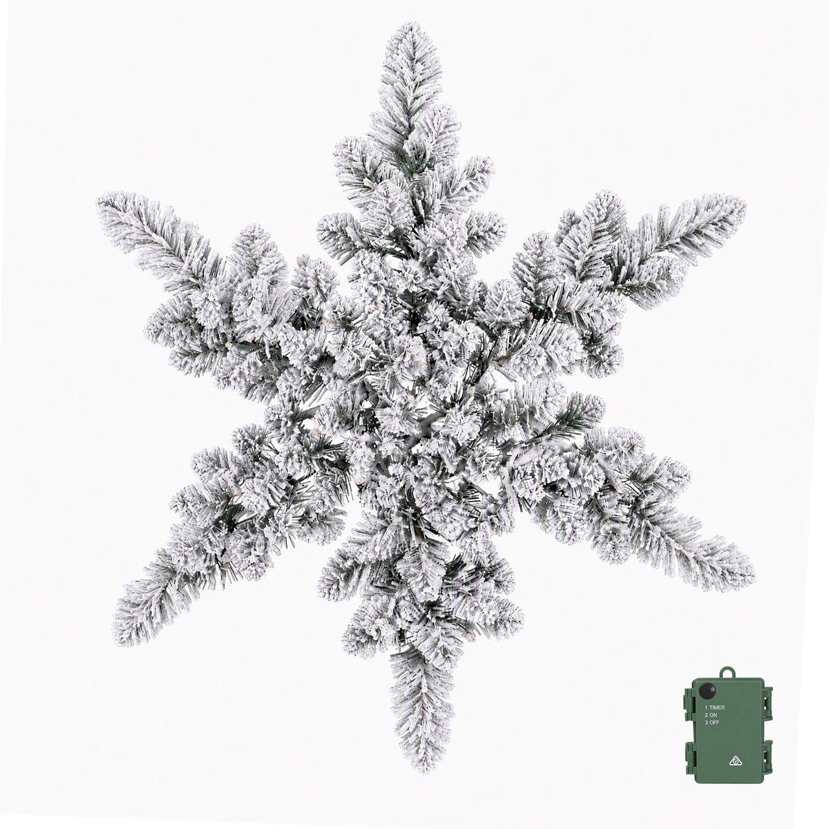 60cm Flocked Snowflake Christmas Wreath Garland Pre-Lit 40 LED Light Decor