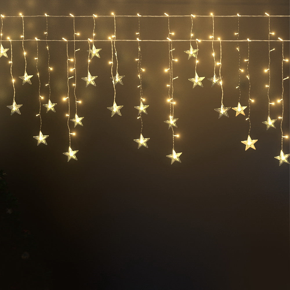 Solar Christmas Lights 80 LED 3M Icicle Light Star Decorations