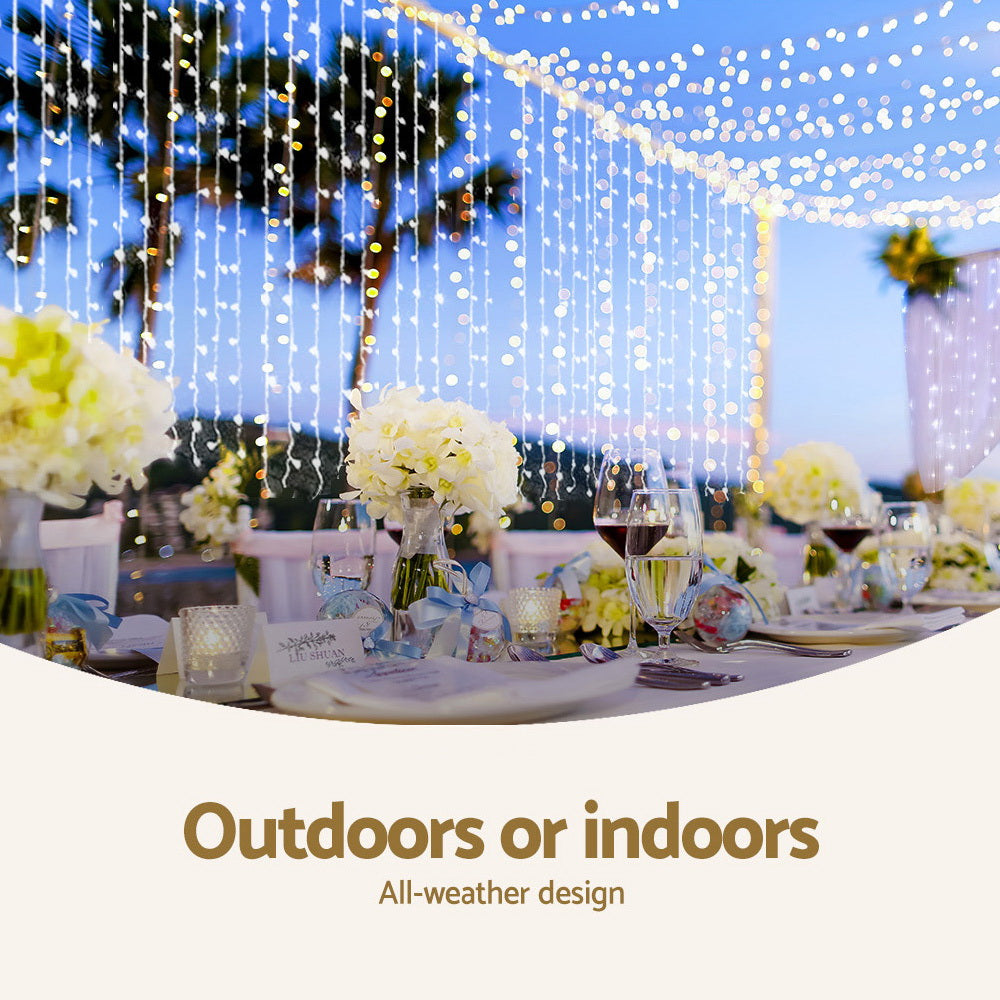 6X3M Christmas Lights Curtain Light 600 LED - Cool White