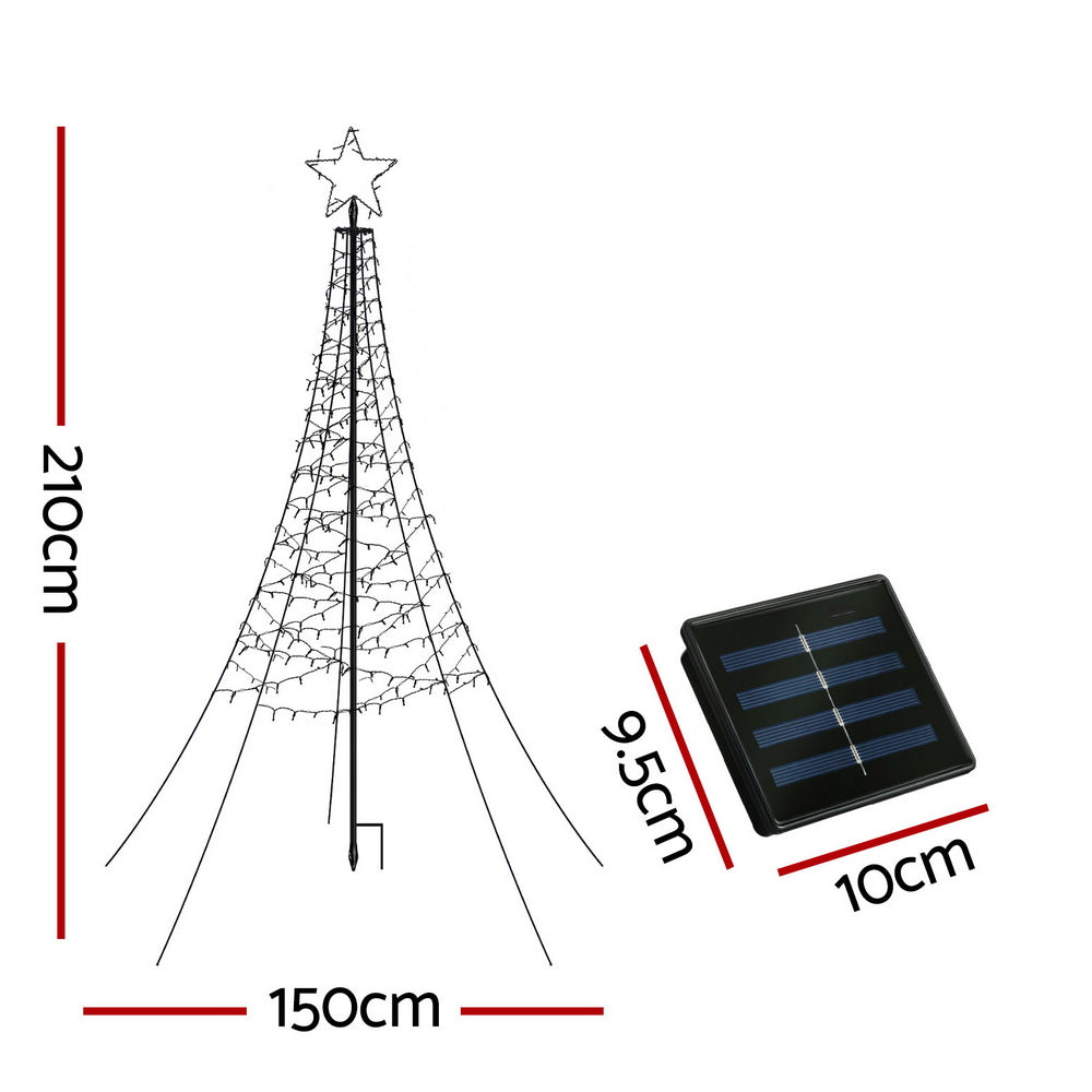 7ft 2.1m Solar Christmas Tree 320 LED Net Lights Xmas Trees Decoration