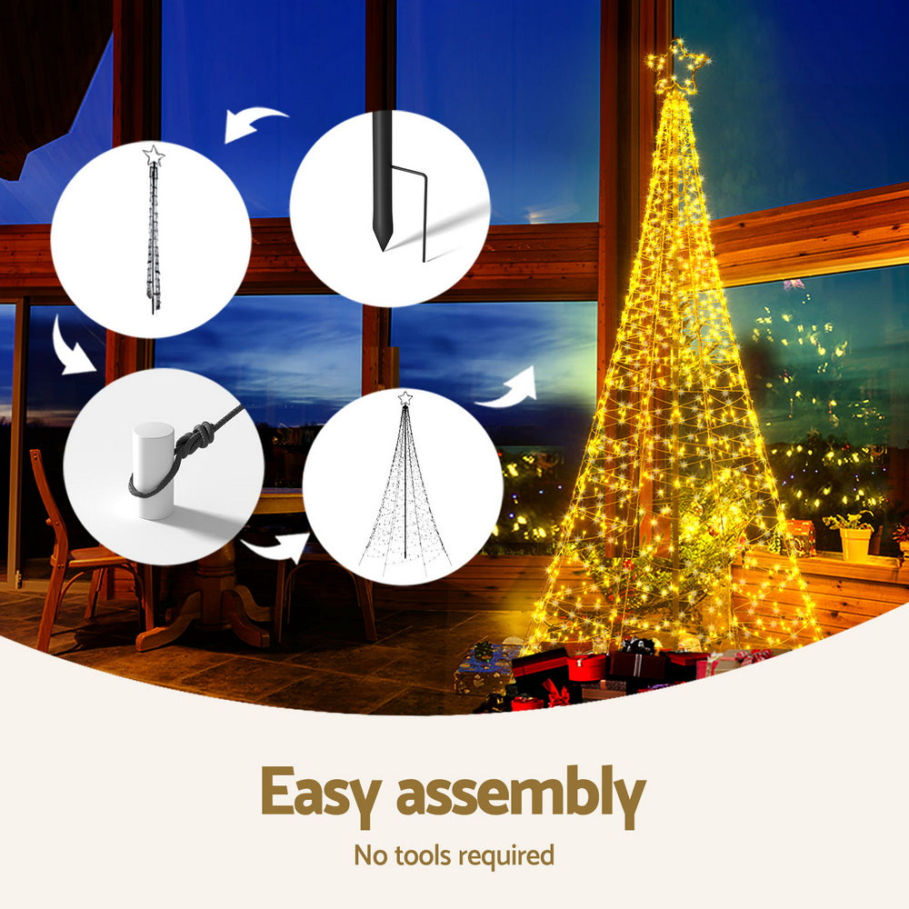 7ft 2.1m Solar Christmas Tree 320 LED Net Lights Xmas Trees Decoration