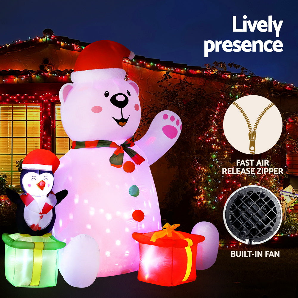 Bear LED Christmas Inflatable Decorations Illuminated - 1.8M