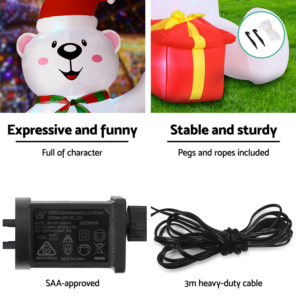 Bear LED Christmas Inflatable Decorations Illuminated - 1.8M