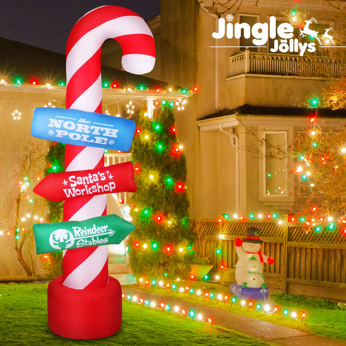Candy Pole Christmas Inflatable Illuminated Xmas Decorations - 2.4M