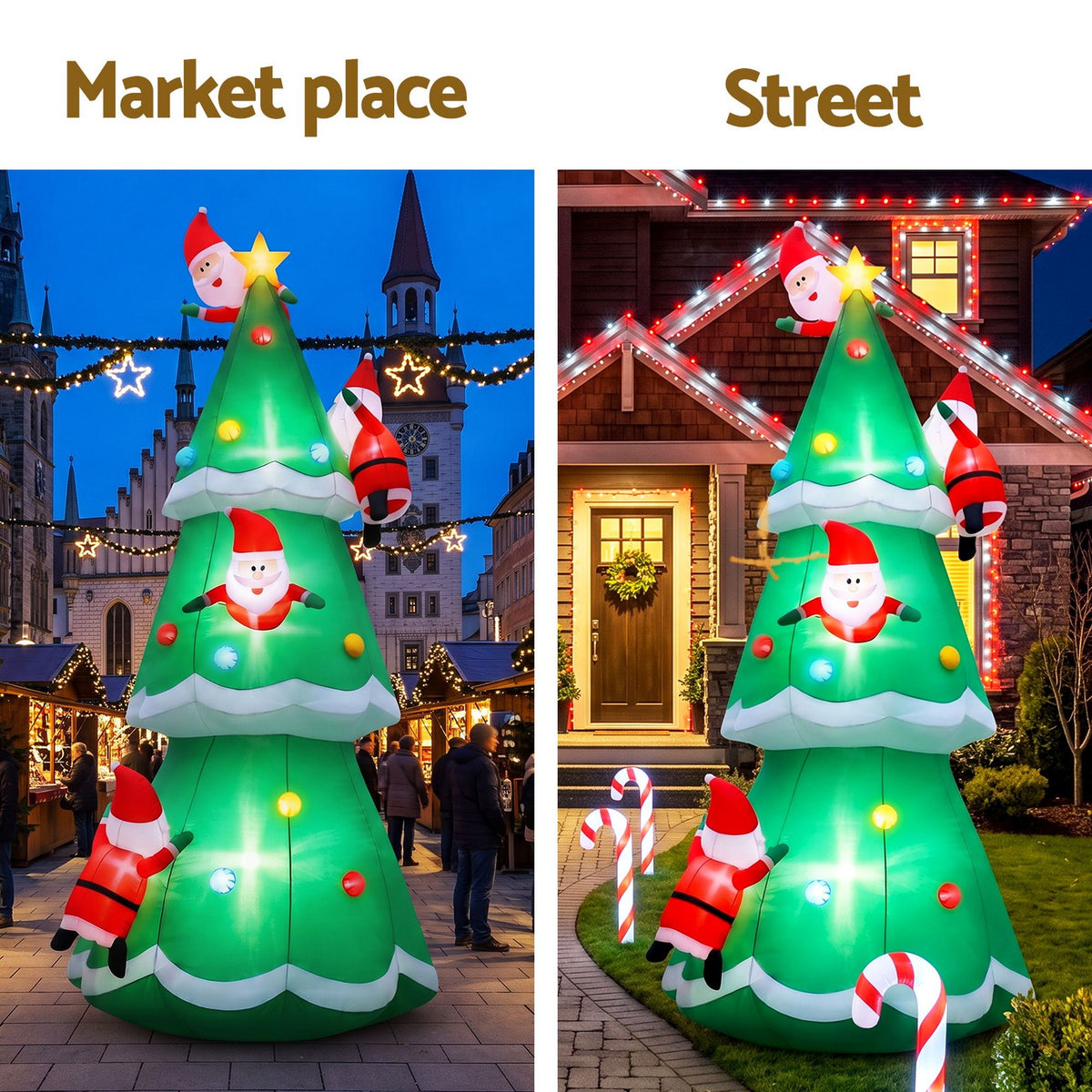Santa Tree Christmas Inflatable Illuminated Xmas Decorations - 5M