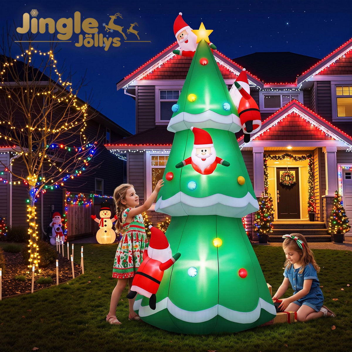 Santa Tree Christmas Inflatable Illuminated Xmas Decorations - 5M