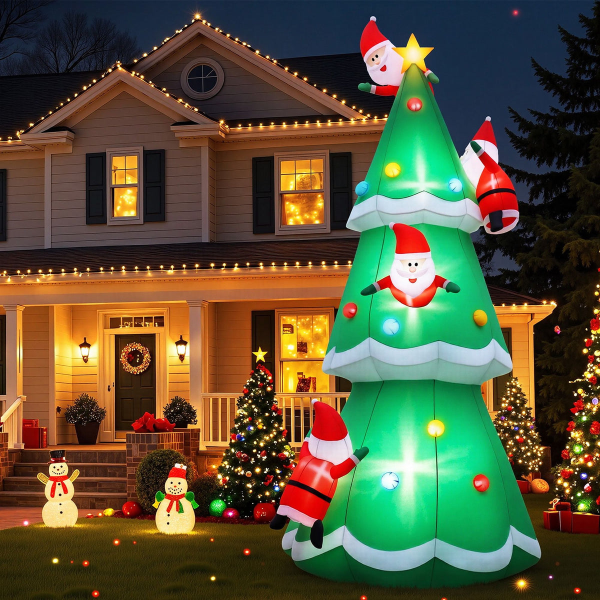 Santa Tree Christmas Inflatable Illuminated Xmas Decorations - 5M