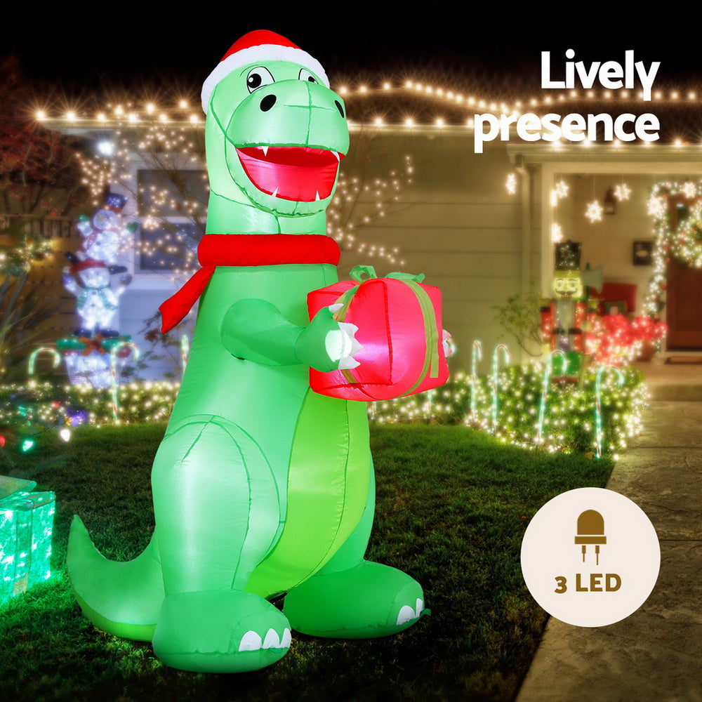 Dinosaur LED Christmas Inflatable Decorations Illuminated - 1.8M