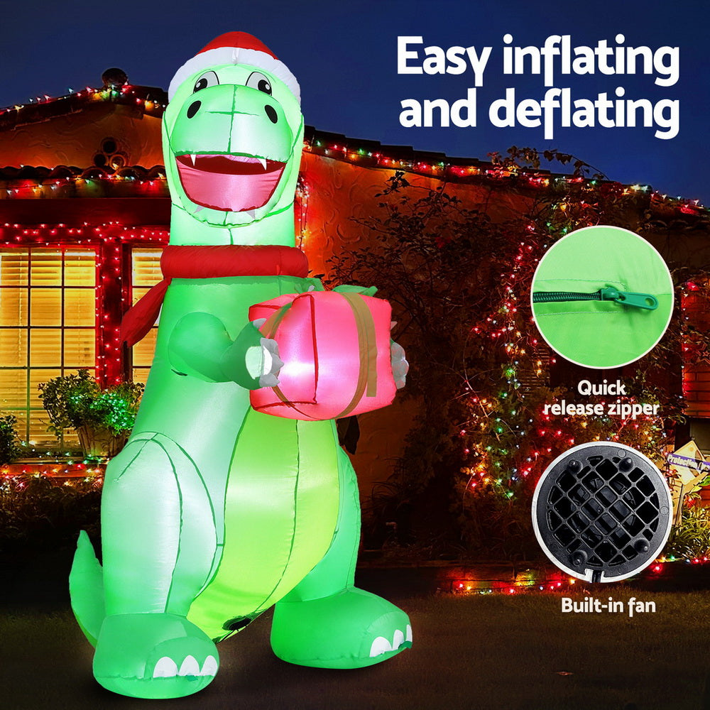 Dinosaur LED Christmas Inflatable Decorations Illuminated - 1.8M
