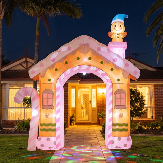 Gingerbread Man Candy Christmas Inflatable Illuminated Decorations - 3.2M