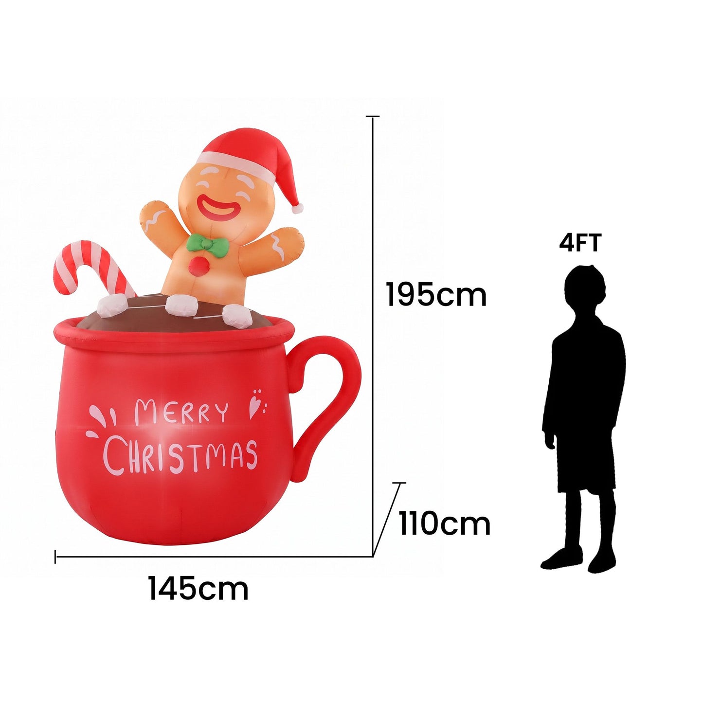 Cup Christmas Inflatable Height LED Outdoor Decorations Illuminated - 1.8M