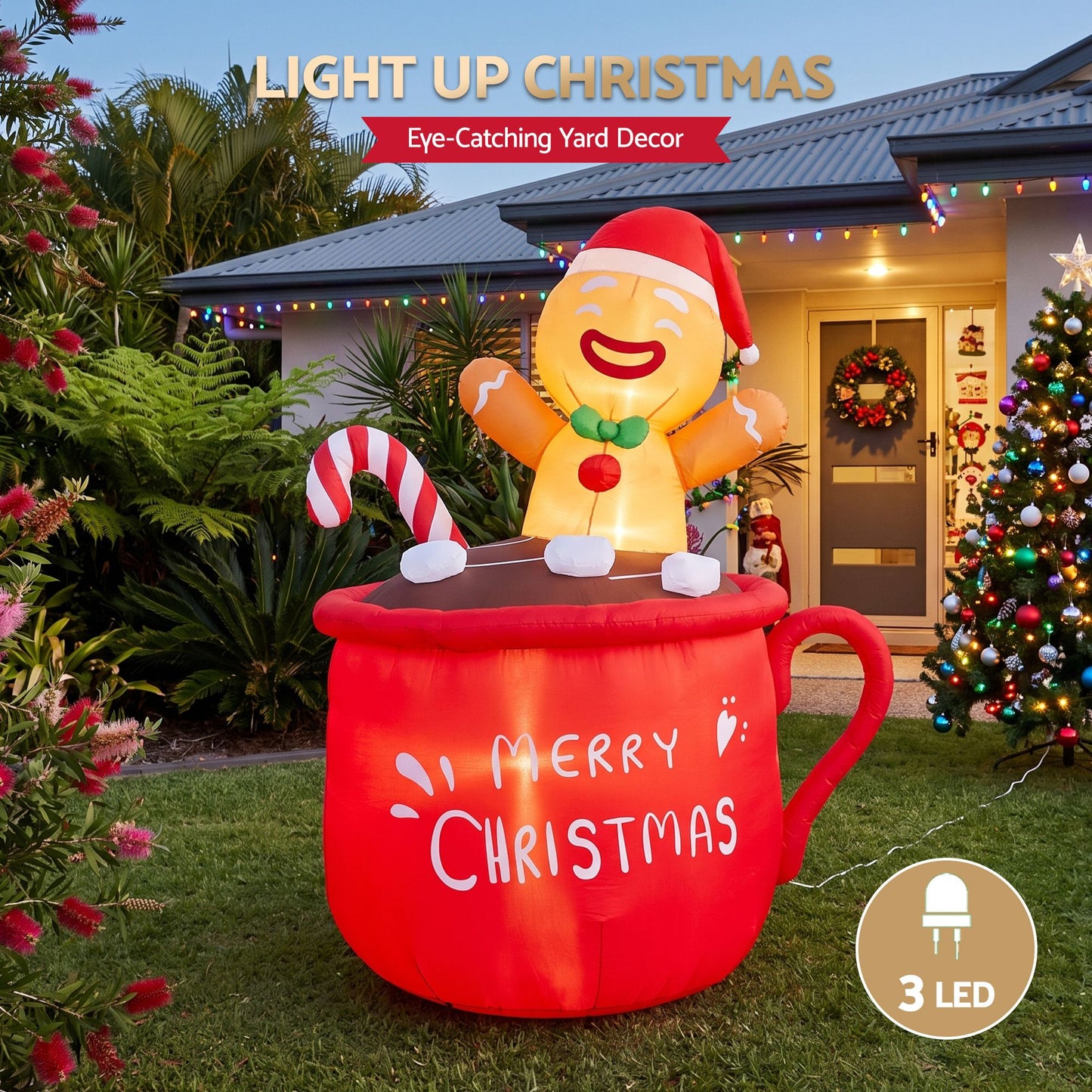 Cup Christmas Inflatable Height LED Outdoor Decorations Illuminated - 1.8M
