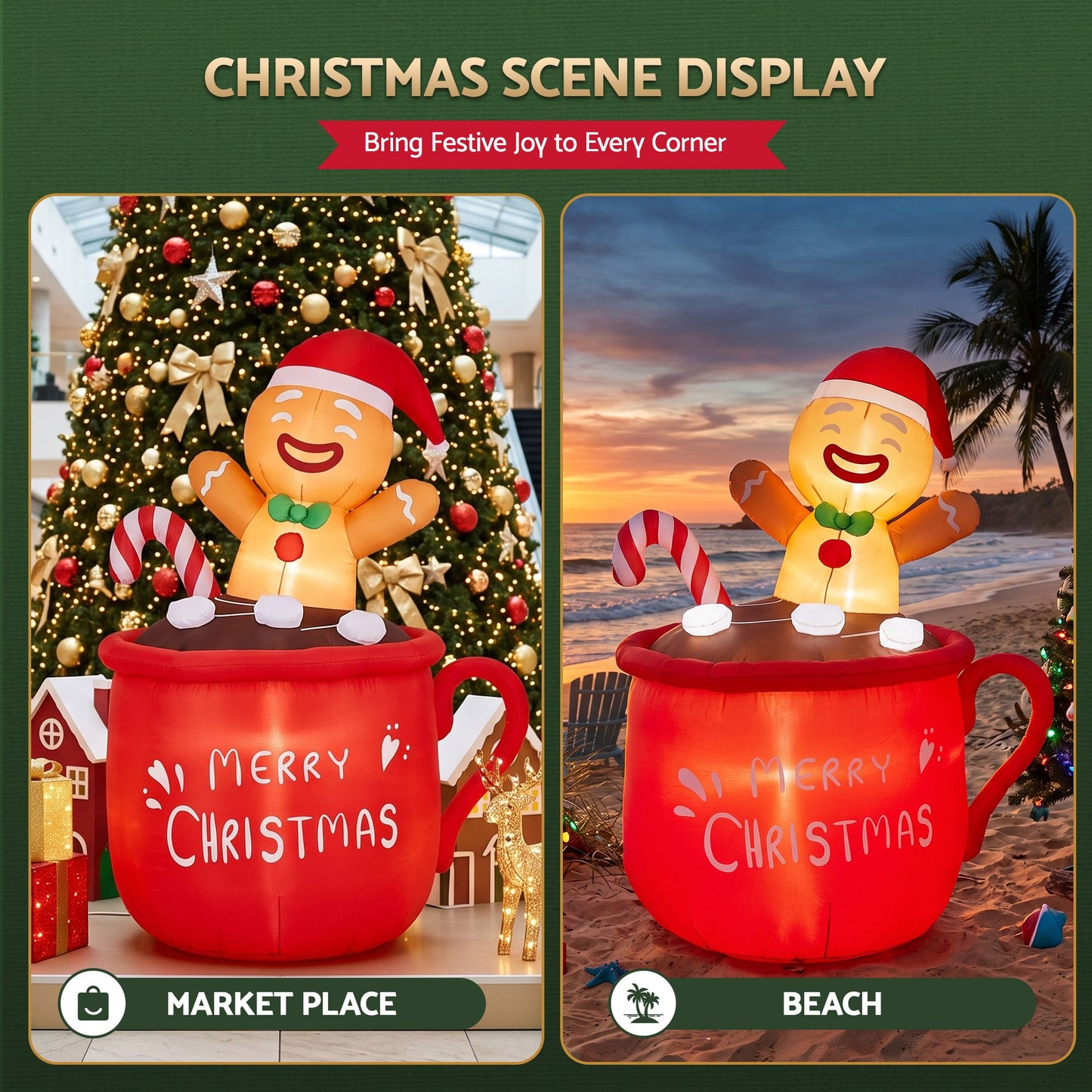 Cup Christmas Inflatable Height LED Outdoor Decorations Illuminated - 1.8M