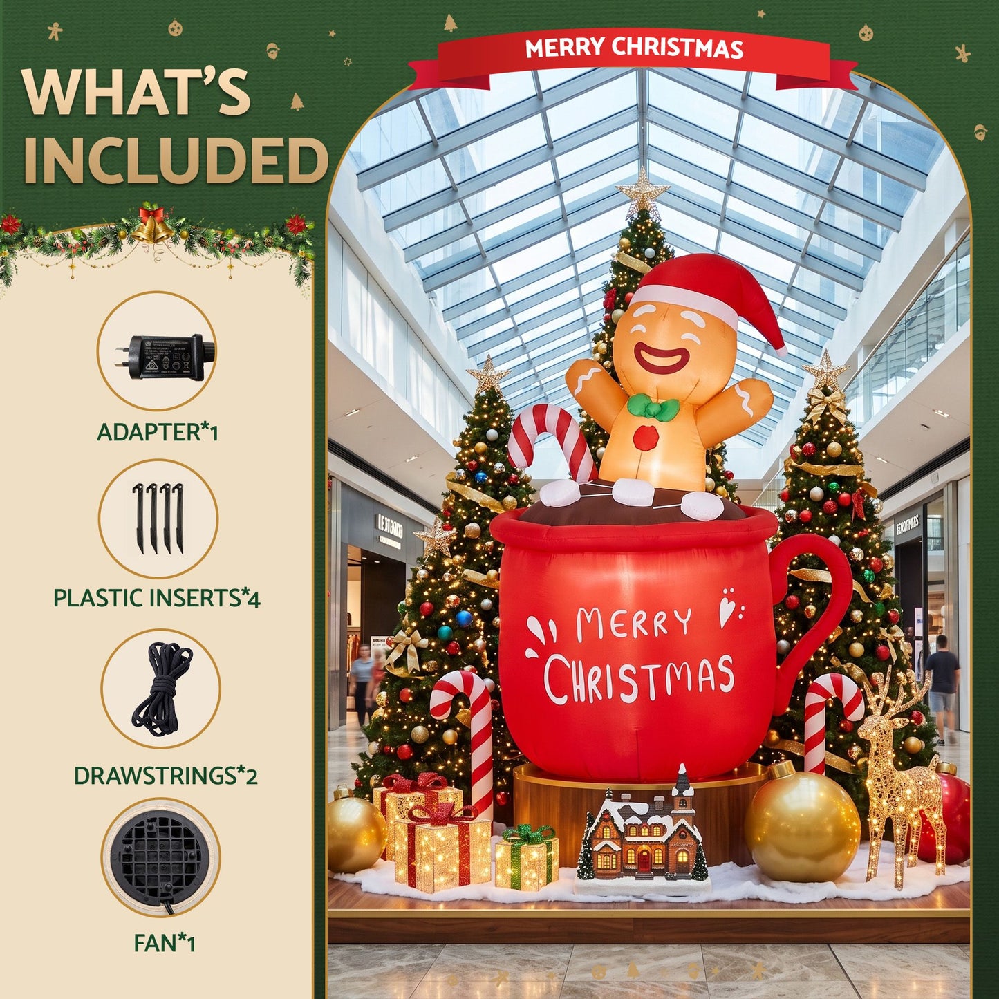 Cup Christmas Inflatable Height LED Outdoor Decorations Illuminated - 1.8M