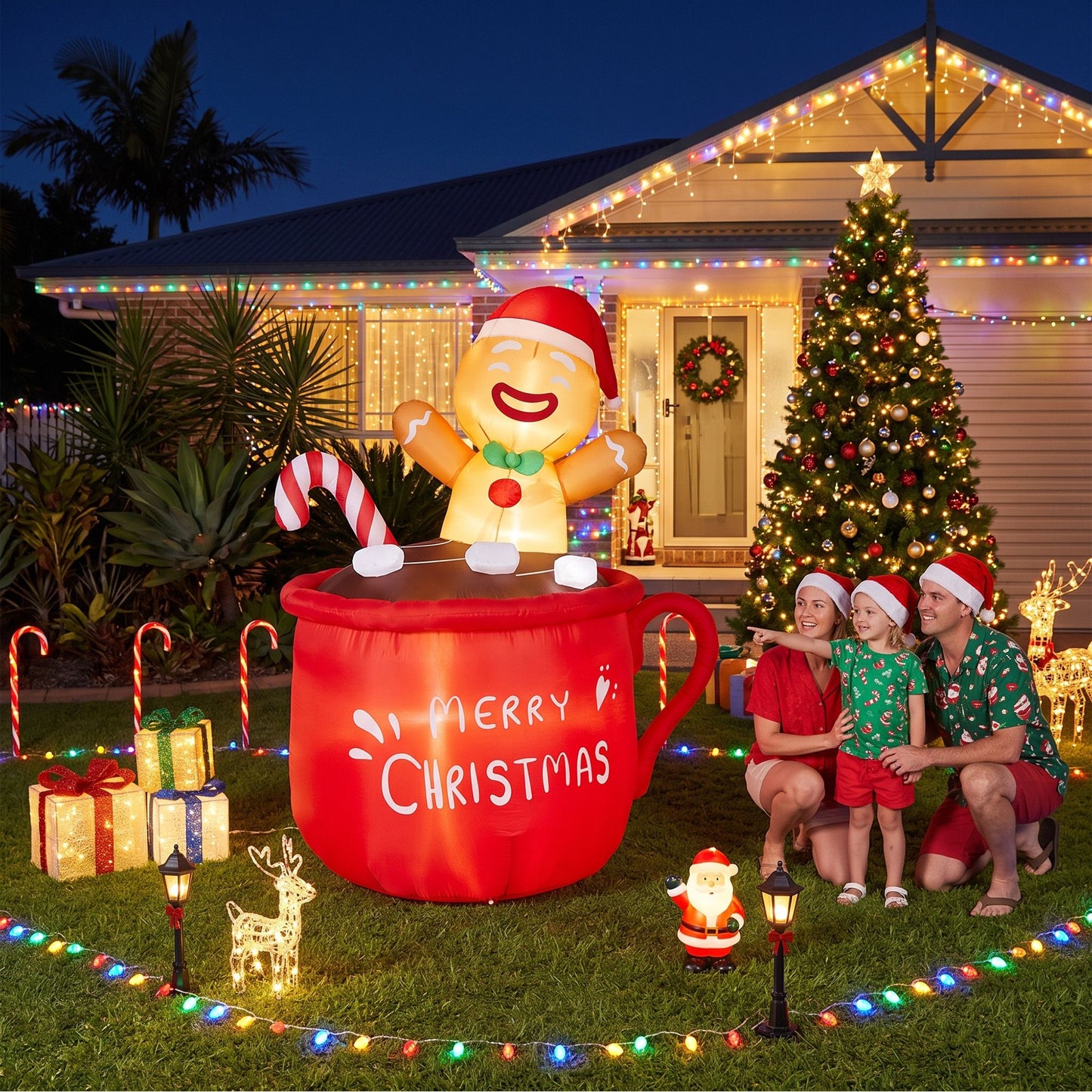 Cup Christmas Inflatable Height LED Outdoor Decorations Illuminated - 1.8M